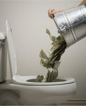 money down the toilet
